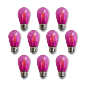 10-PACK Fuchsia / Hot Pink LED Filament S14 Shatterproof Energy Saving Color Light Bulb, Dimmable, 2W,  E26 Medium Base