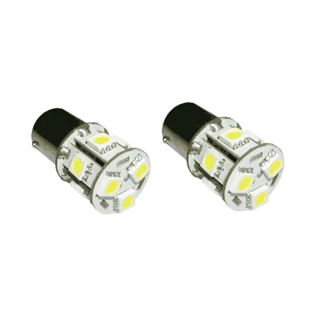 12V White LED Indicator Bulbs, BA15S / Replaces 382 / Pack of 2