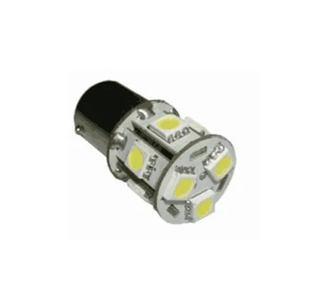 12V White LED Indicator Bulbs, BA15S / Replaces 382 / Pack of 2