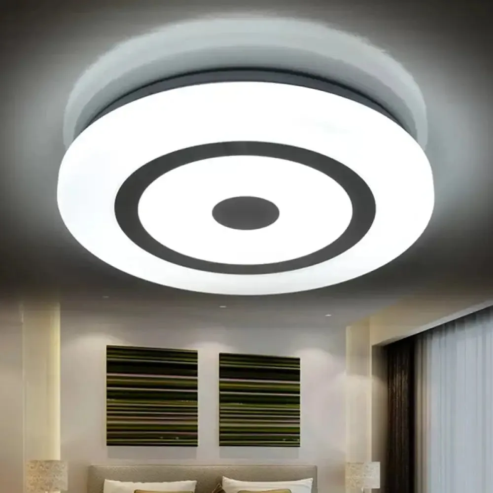 15"/19" Contemporary Acrylic LED Round Flush Mount Fixture for Bedroom Lighting in Black and White