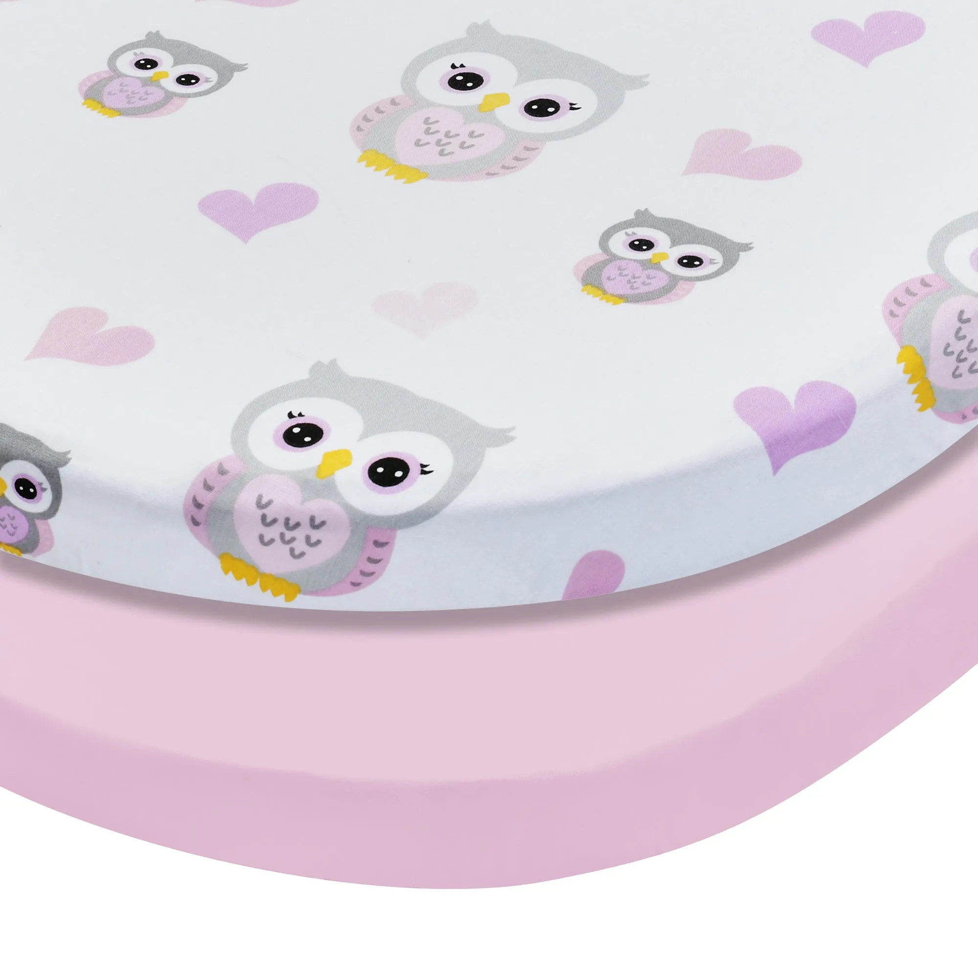 2-Pack Bassinet Sheets - Owls/Pink