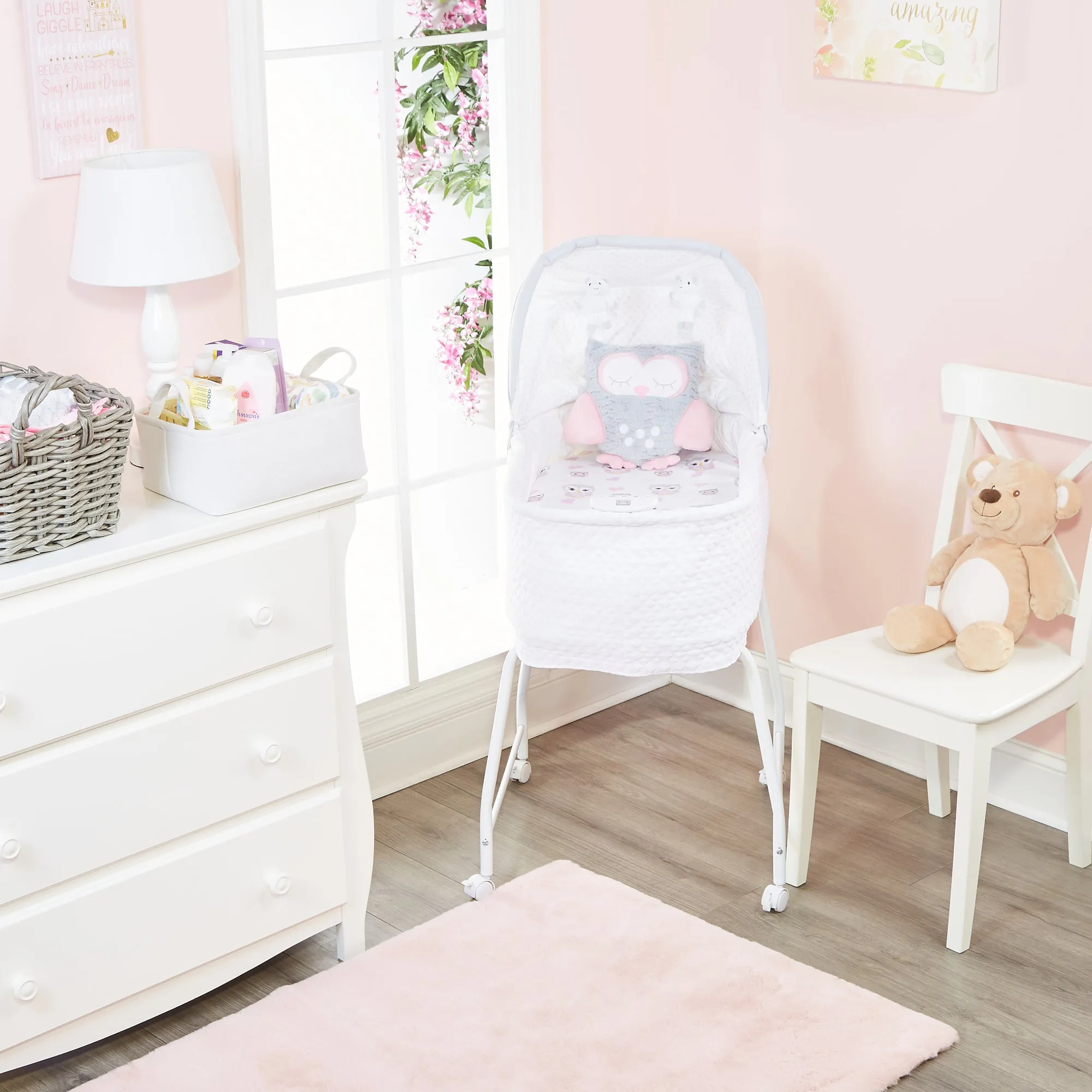 2-Pack Bassinet Sheets - Owls/Pink