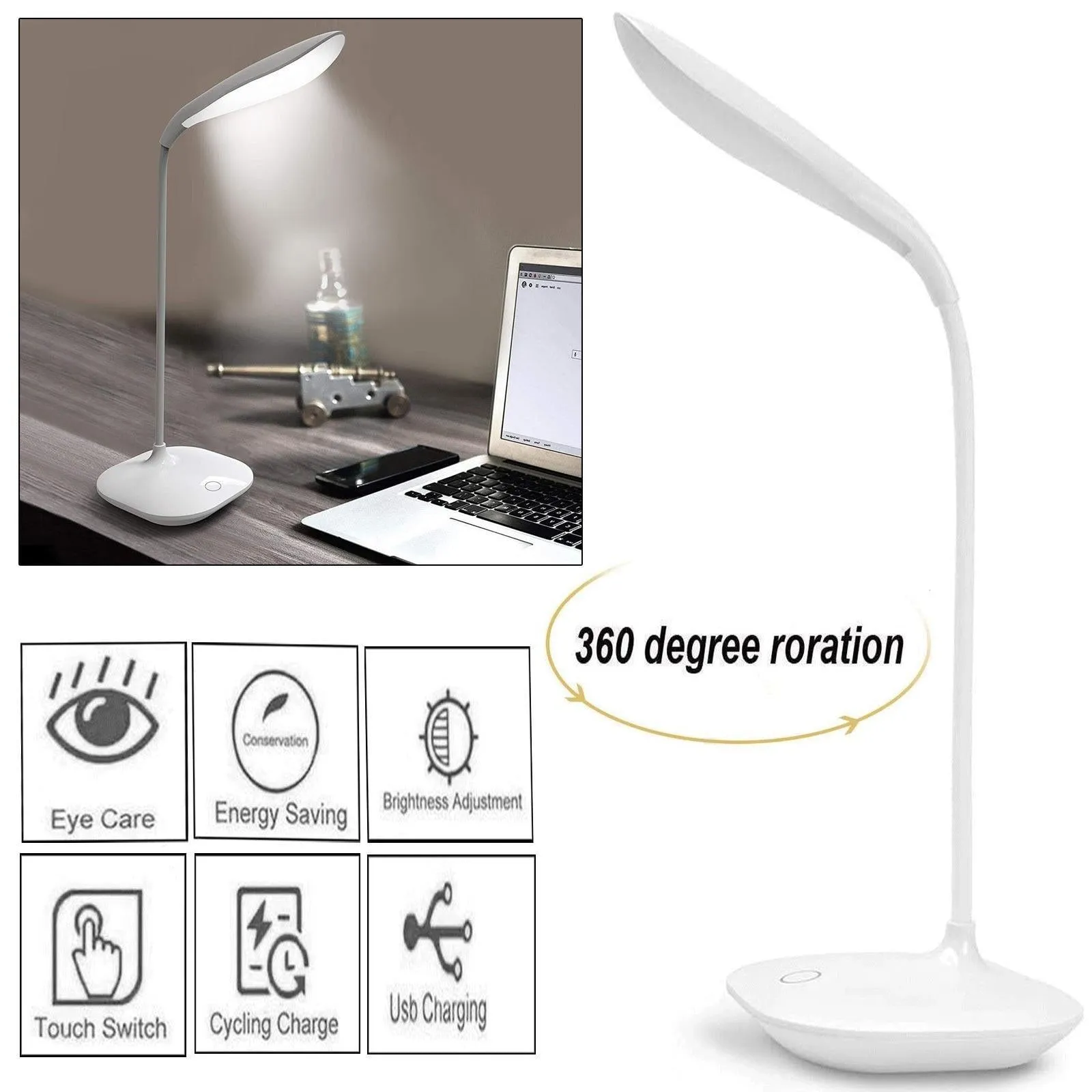 2 Pack LED Rechargeable Desk Lamp