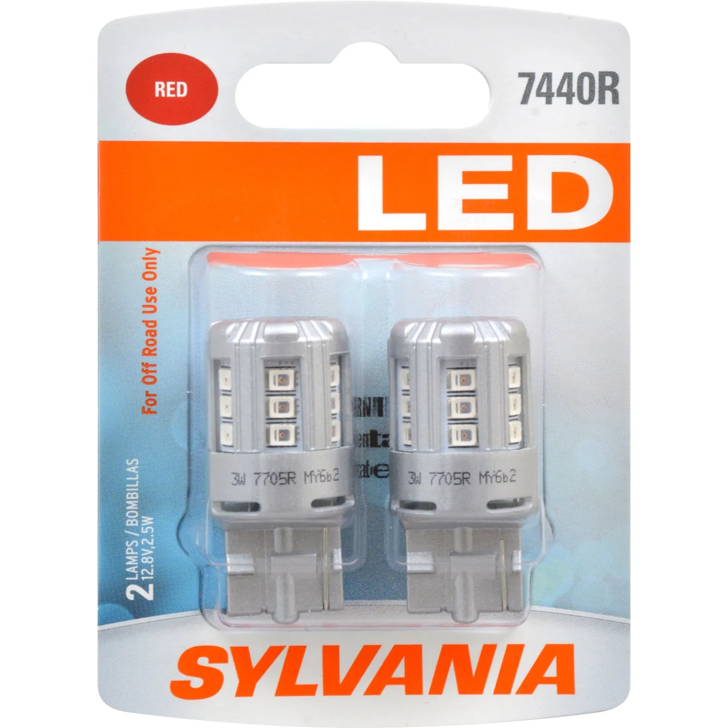 2-PK SYLVANIA 7440 T20 Red LED Automotive Bulb