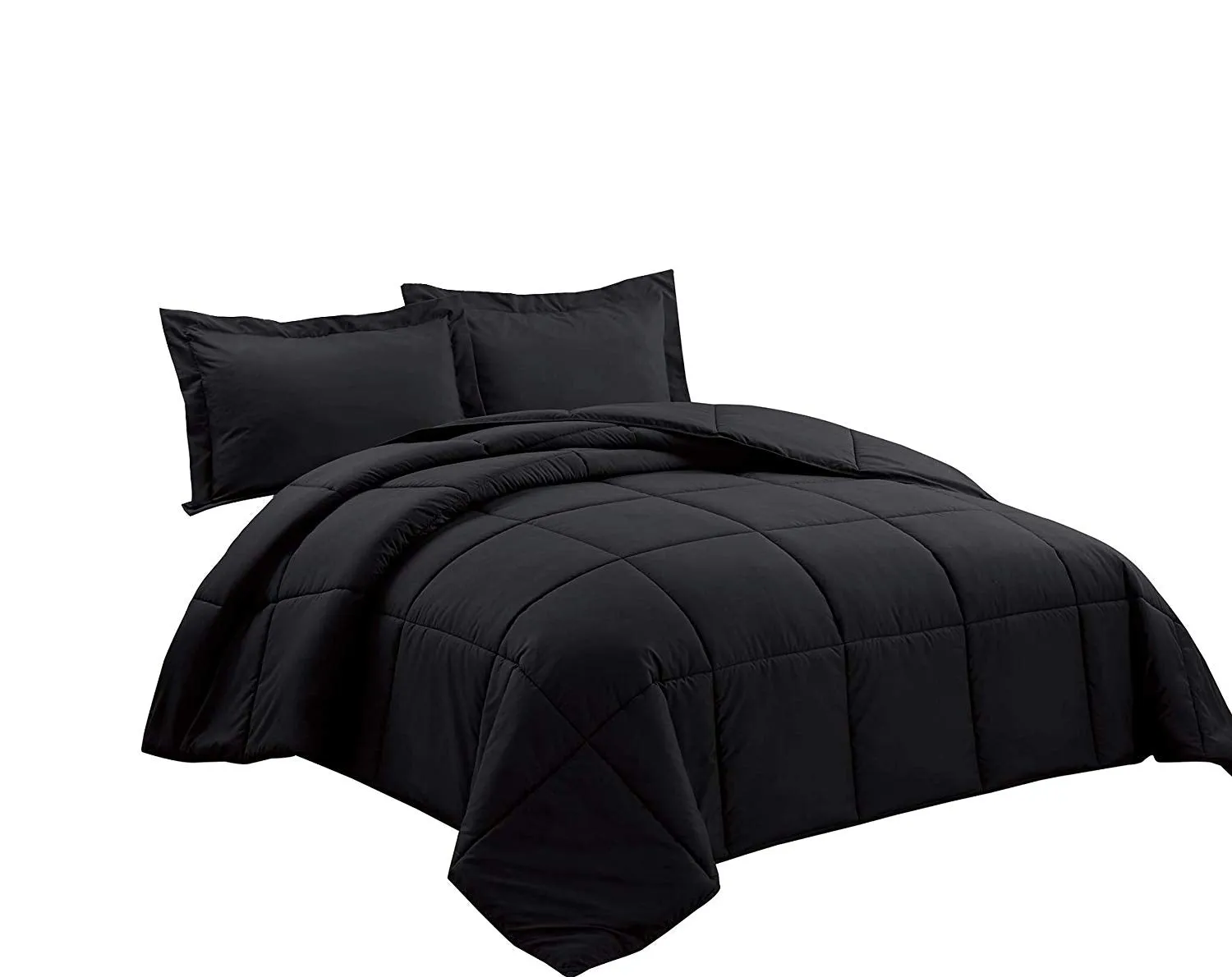 3-piece Down Alternative Comforter Set (Queen, Black)