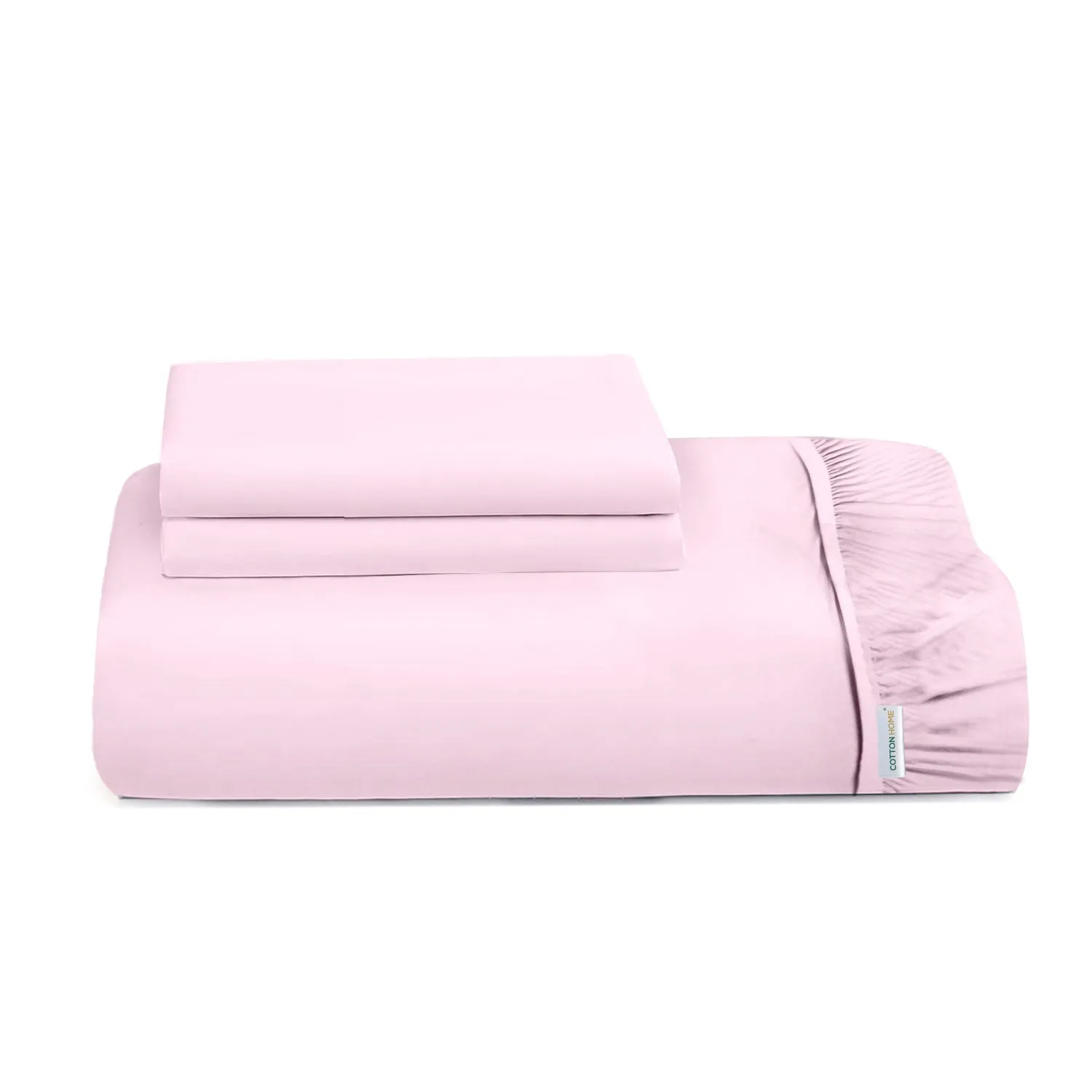 3 Piece Fitted Sheet Set Super Soft Pink Single Size 90x200 20cm with 2 Pillow Case