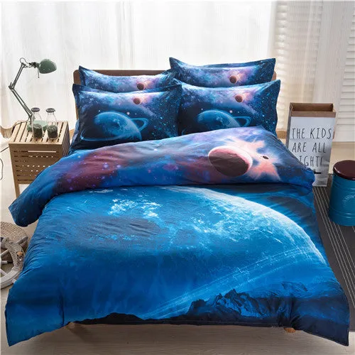 3d Galaxy Duvet Cover Set Single double Twin/Queen 2pcs/3pcs/4pcs bedding sets Universe Outer Space Themed Bed Linen