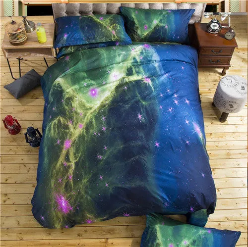 3d Galaxy Duvet Cover Set Single double Twin/Queen 2pcs/3pcs/4pcs bedding sets Universe Outer Space Themed Bed Linen