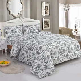 4 Piece Luxury Microfibre Bedding - Ivory Grace Floral Duvet Set