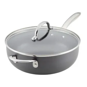 4-Quart Professional Hard Anodized Nonstick Saucier with Lid