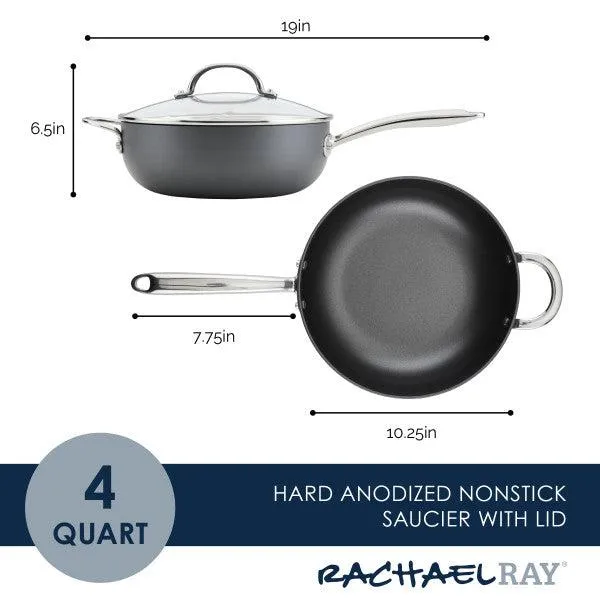 4-Quart Professional Hard Anodized Nonstick Saucier with Lid