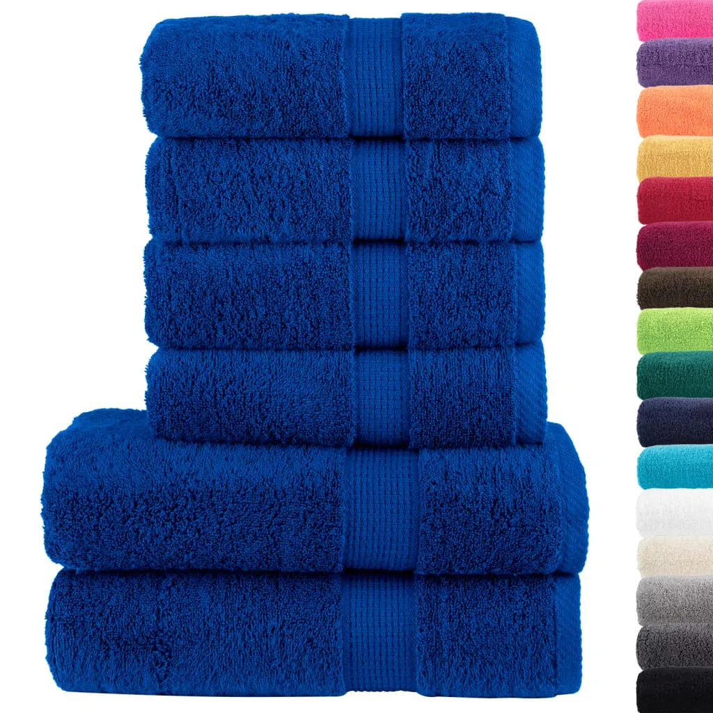 6 Piece Premium Towel Set Blue 600 gsm 100% Cotton