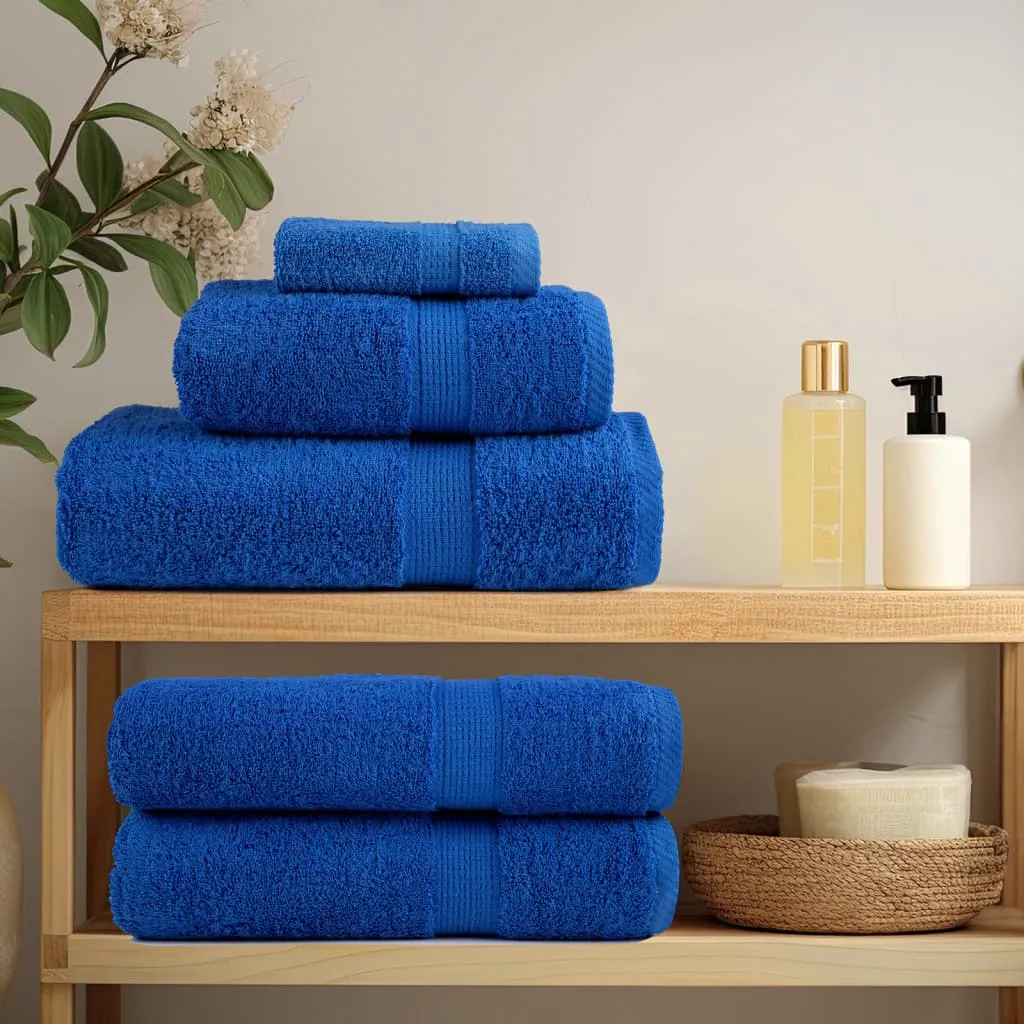 6 Piece Premium Towel Set Blue 600 gsm 100% Cotton