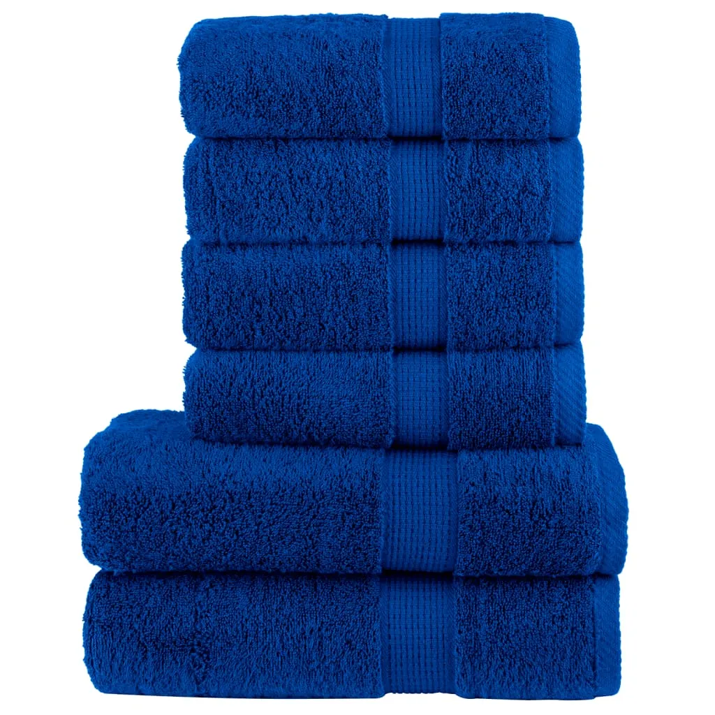 6 Piece Premium Towel Set Blue 600 gsm 100% Cotton