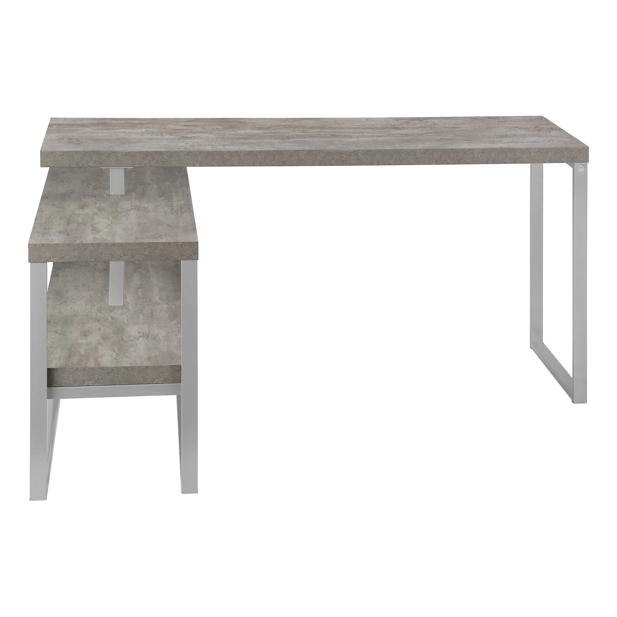 60" Grey L-Shaped Corner Desk with Storage