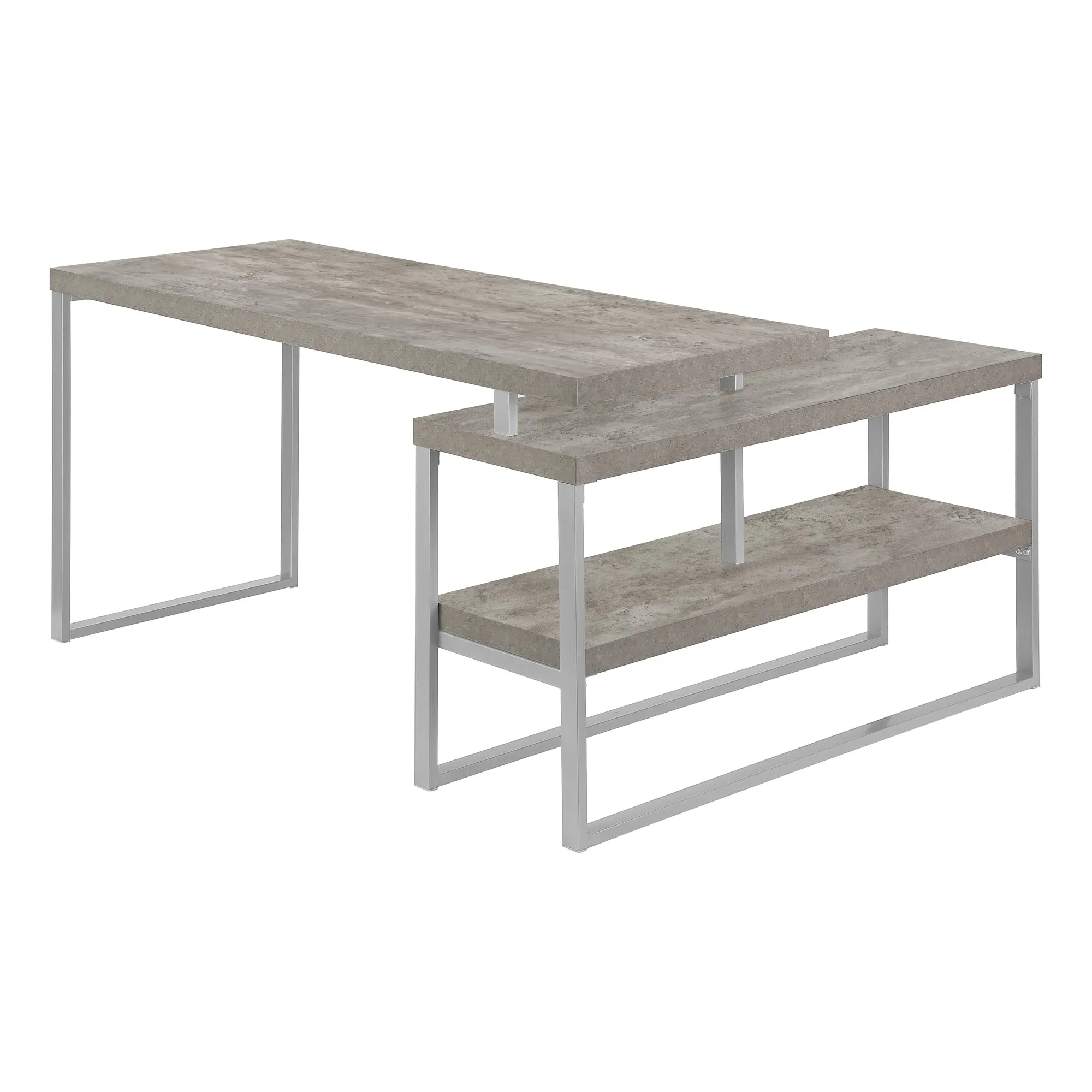 60" Grey L-Shaped Corner Desk with Storage