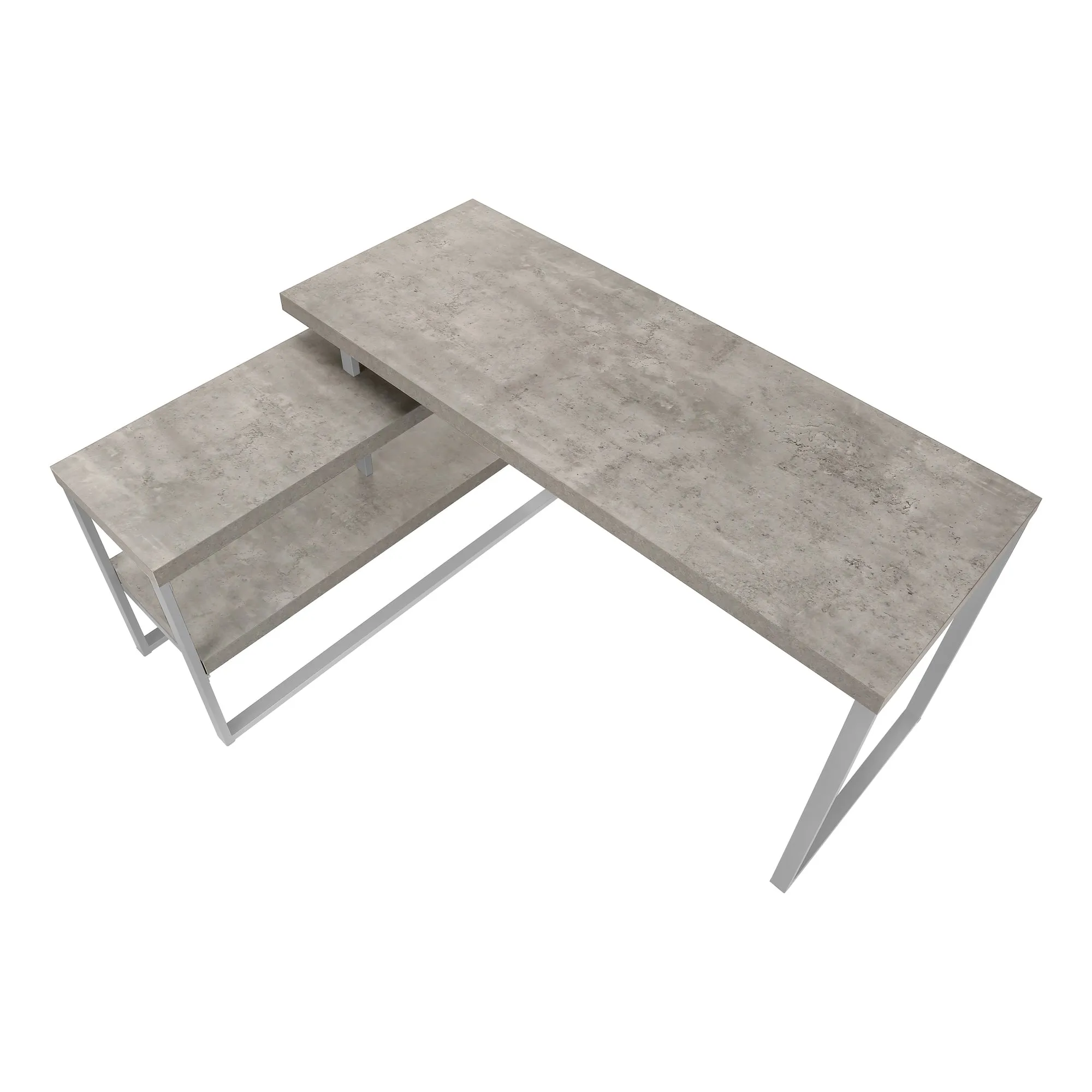 60" Grey L-Shaped Corner Desk with Storage