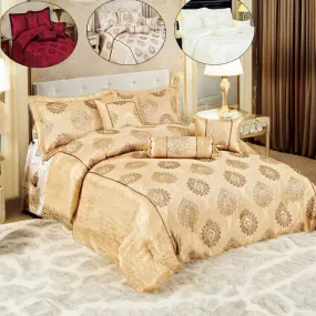 7-Piece Glittery Bedspread Comforter Set - Double King & Super King Size with Pillow Shams - Premium Bedding Ensemble