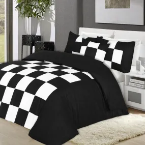 8 Pcs Chess Black Bed Sheet Set With Filled Comforter