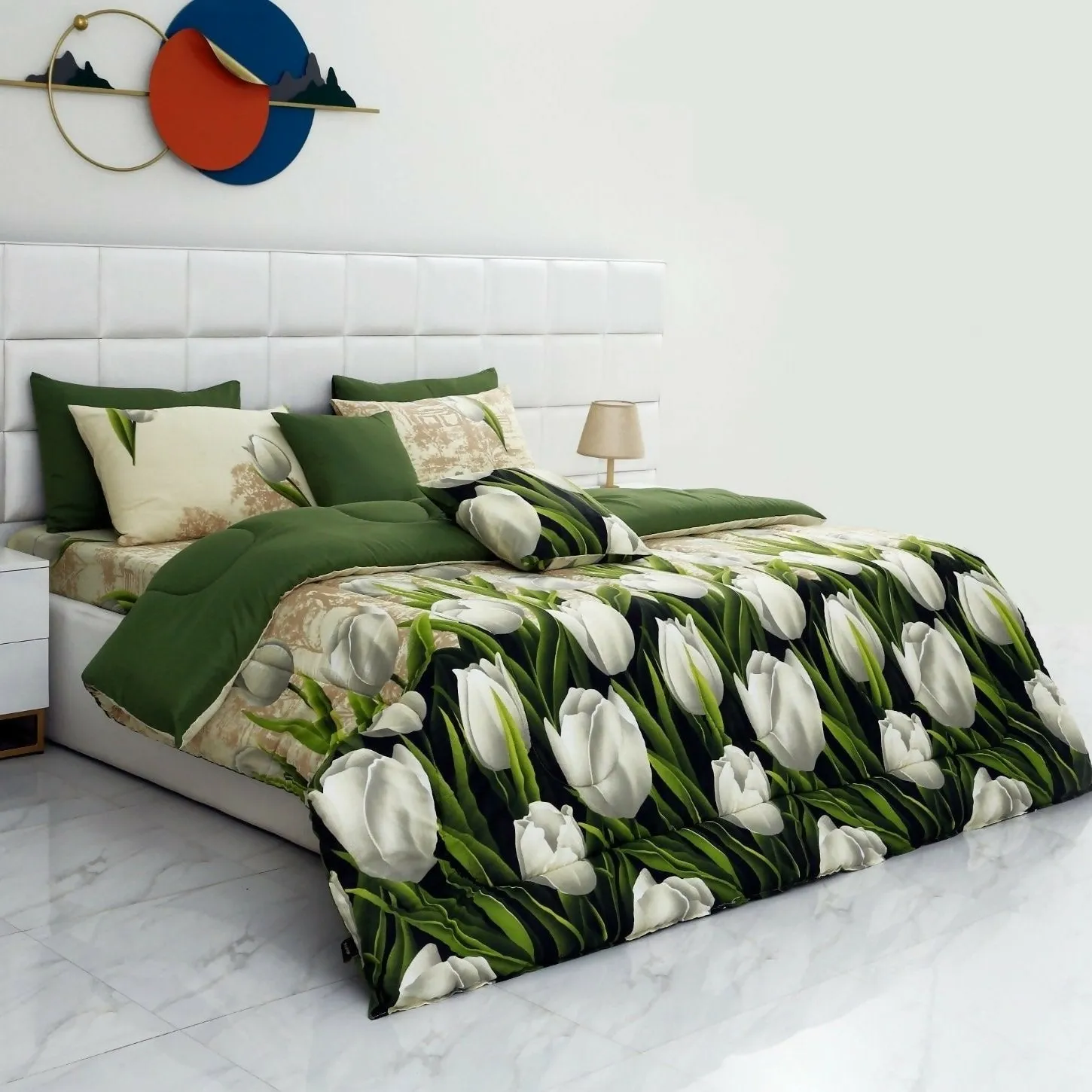 8 PCs Winter Comforter Set- Tulip Green