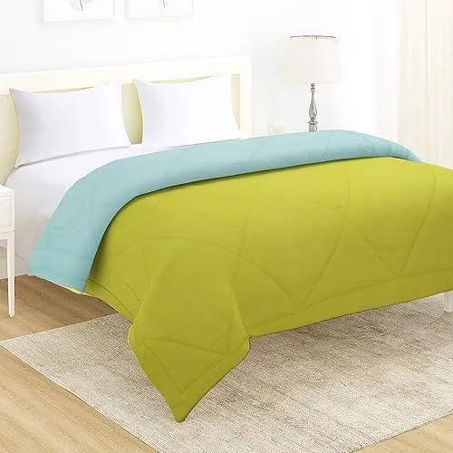 AC Comforter and Bedding Set for Double Bed, Lime Green & Sky Blue