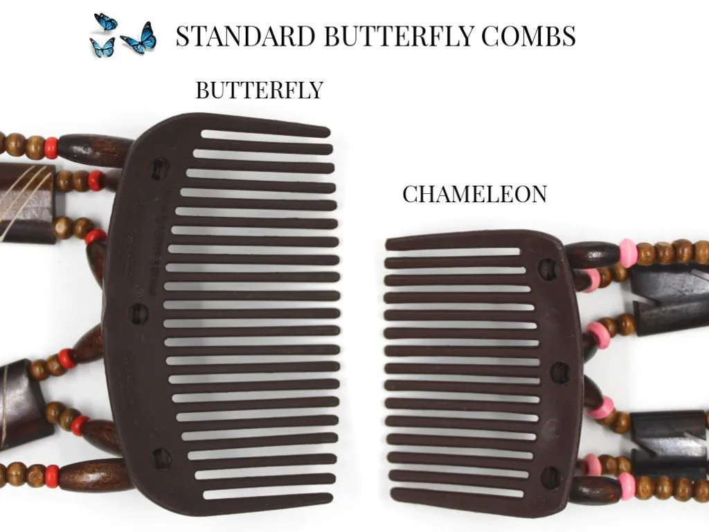 African Butterfly Hair Comb - Flowers Clear 58