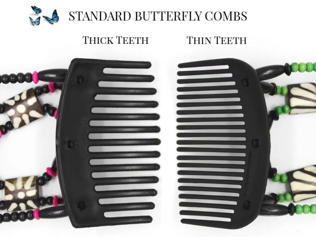 African Butterfly Thick Hair Comb - Gemstone Brown 77