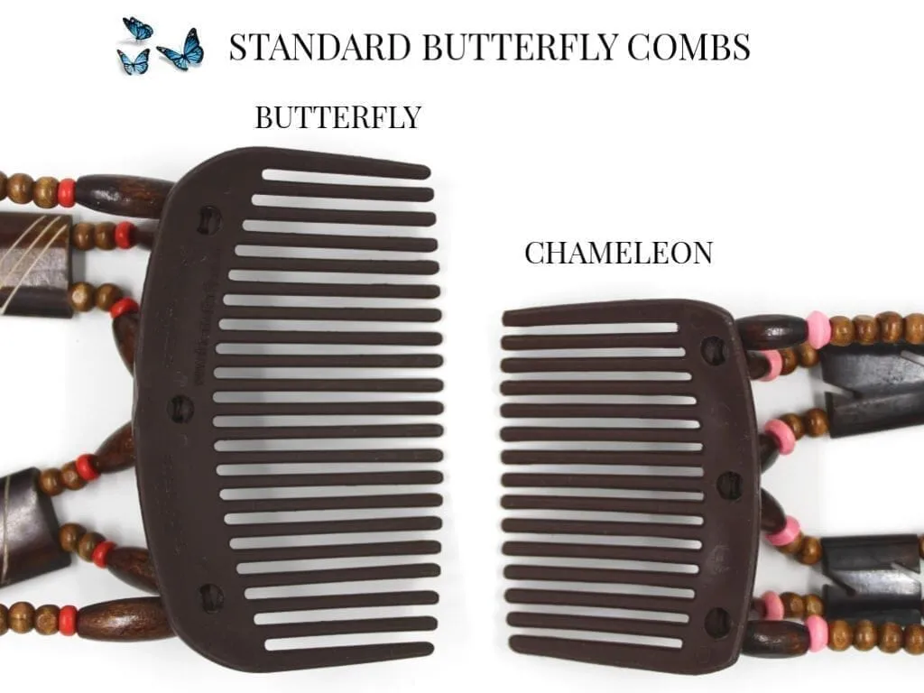 African Butterfly Thick Hair Comb - Gemstone Brown 77