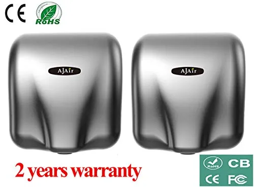 AjAir (2 Pack Heavy Duty Commercial 1800 Watts High Speed Automatic Hot Hand Dryer - Stainless Steel (Stainless Steel)