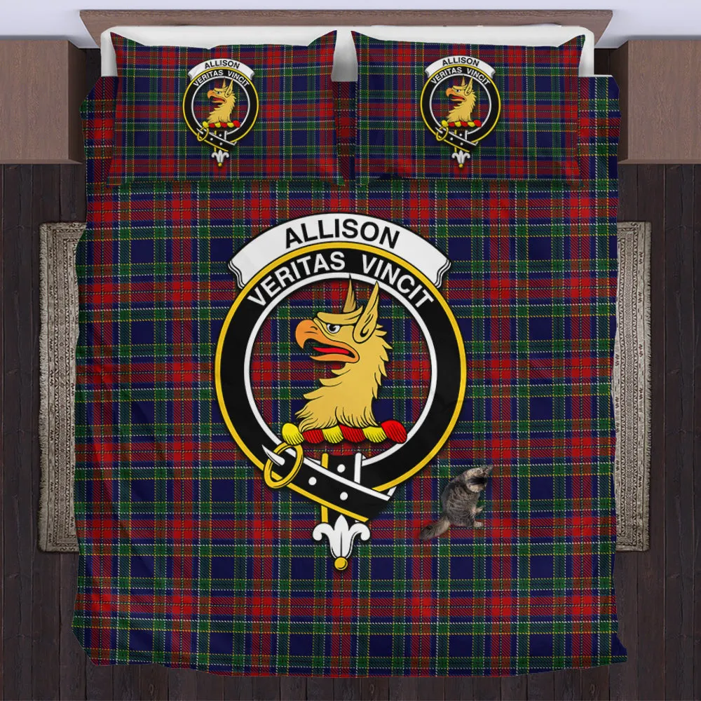 Allison Red Tartan Bedding Set with Family Crest