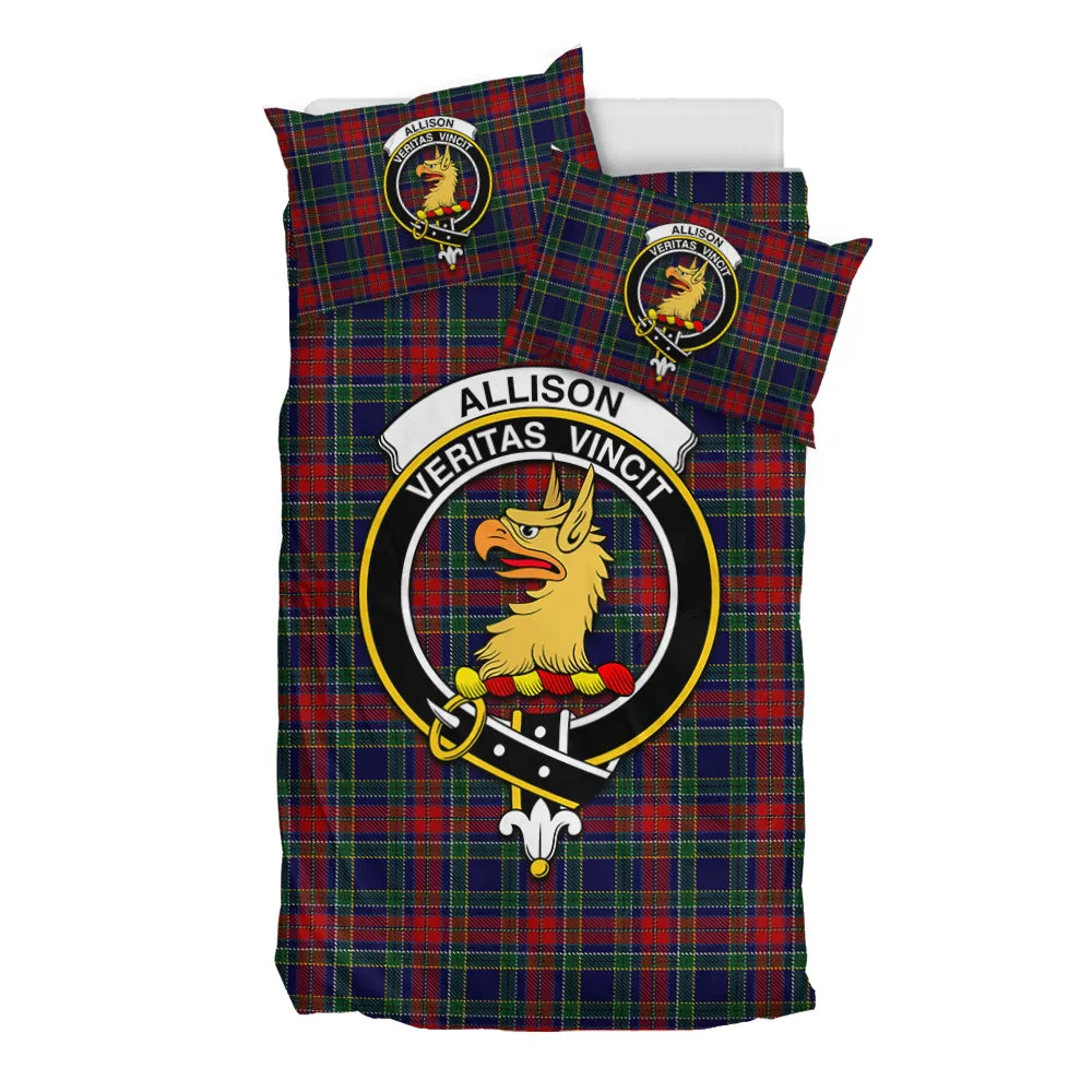 Allison Red Tartan Bedding Set with Family Crest