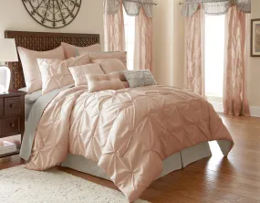 Angers 24 Piece Pin Tuck Polyester King Size Comforter Set The Urban Port, Pink