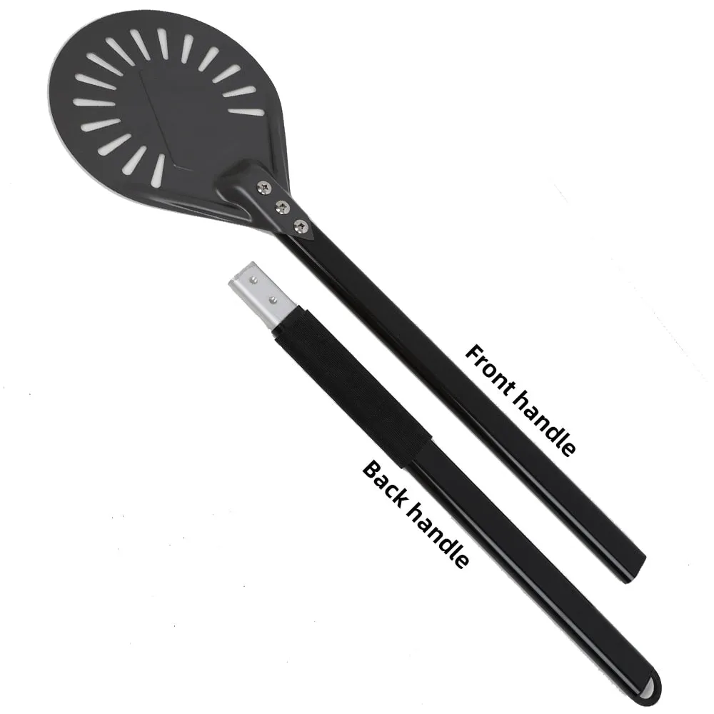 Anygleam Pizza Shovel 115cm Dark Grey for Perforated Peel with Metal Handle Oven Turning Baking Accessory