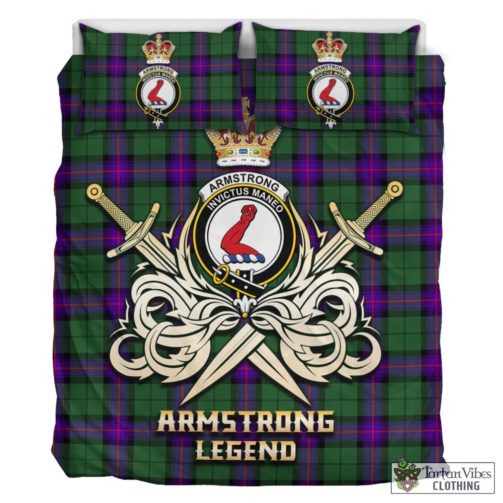 Armstrong Modern Tartan Bedding Set with Clan Crest and the Golden Sword of Courageous Legacy