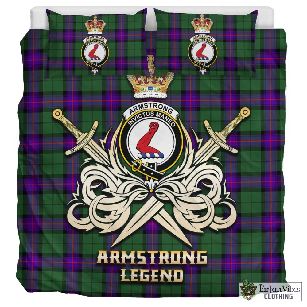 Armstrong Modern Tartan Bedding Set with Clan Crest and the Golden Sword of Courageous Legacy