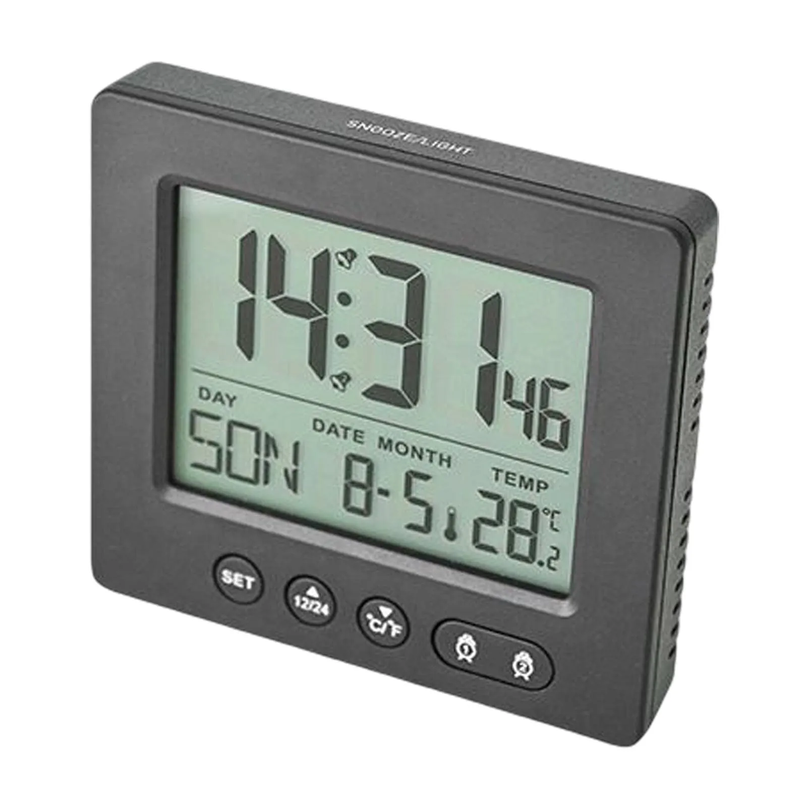 ATORSE® Digital Clock LCD Time Week Date Temperature Display for Living Room Home Black