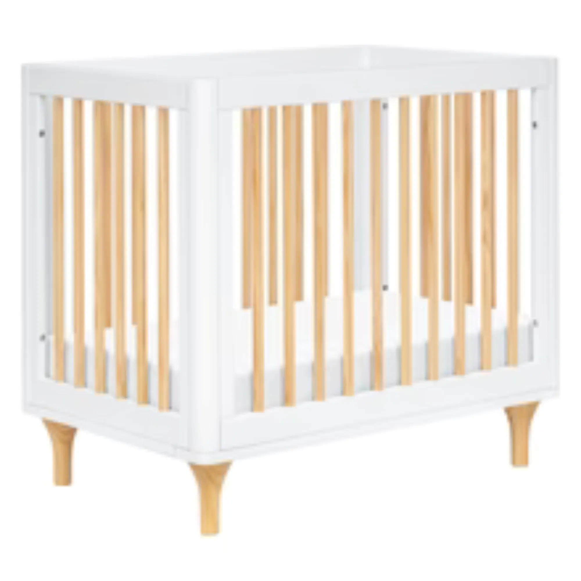 BABYLETTO Lolly 4-in-1 Convertible Mini Crib w/Toddler Bed Conversion Kit - White/Natural