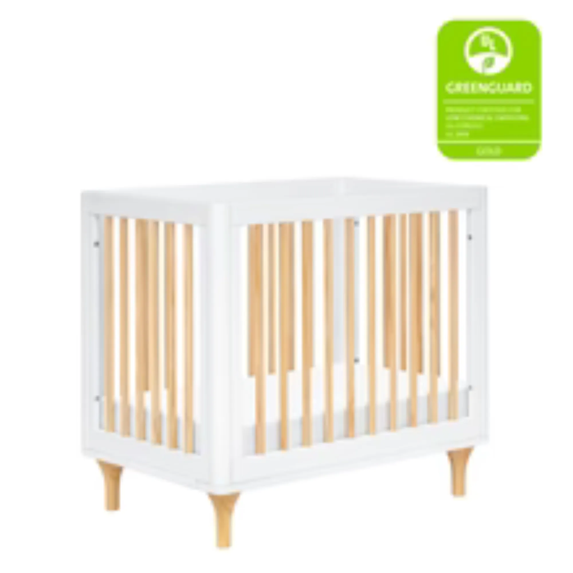 BABYLETTO Lolly 4-in-1 Convertible Mini Crib w/Toddler Bed Conversion Kit - White/Natural