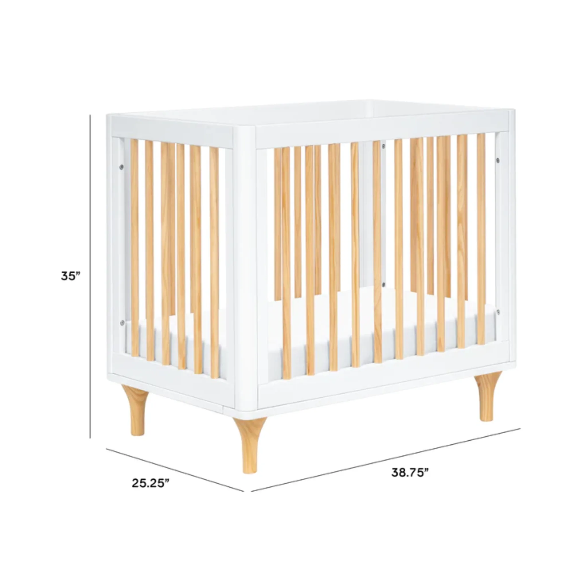 BABYLETTO Lolly 4-in-1 Convertible Mini Crib w/Toddler Bed Conversion Kit - White/Natural