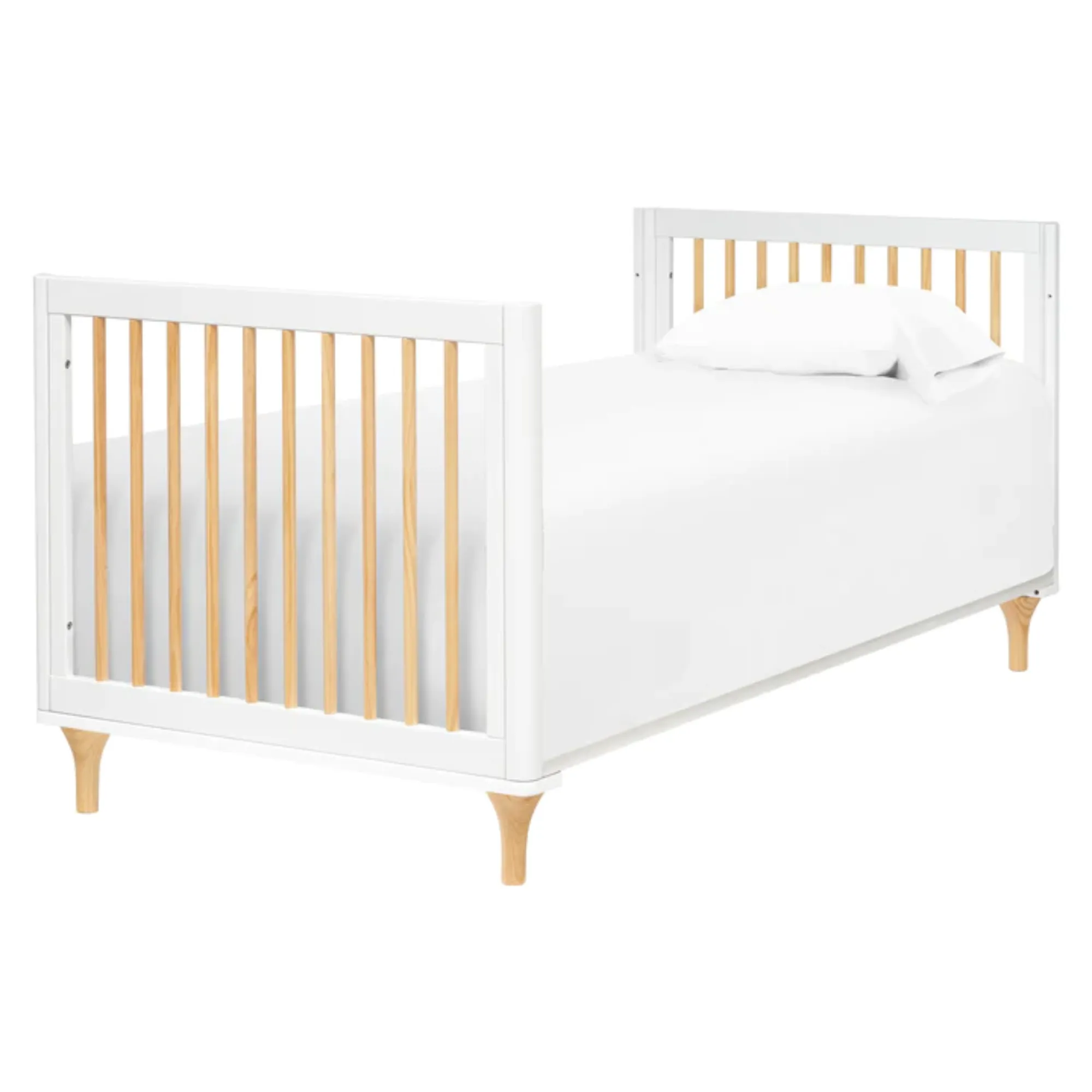 BABYLETTO Lolly 4-in-1 Convertible Mini Crib w/Toddler Bed Conversion Kit - White/Natural