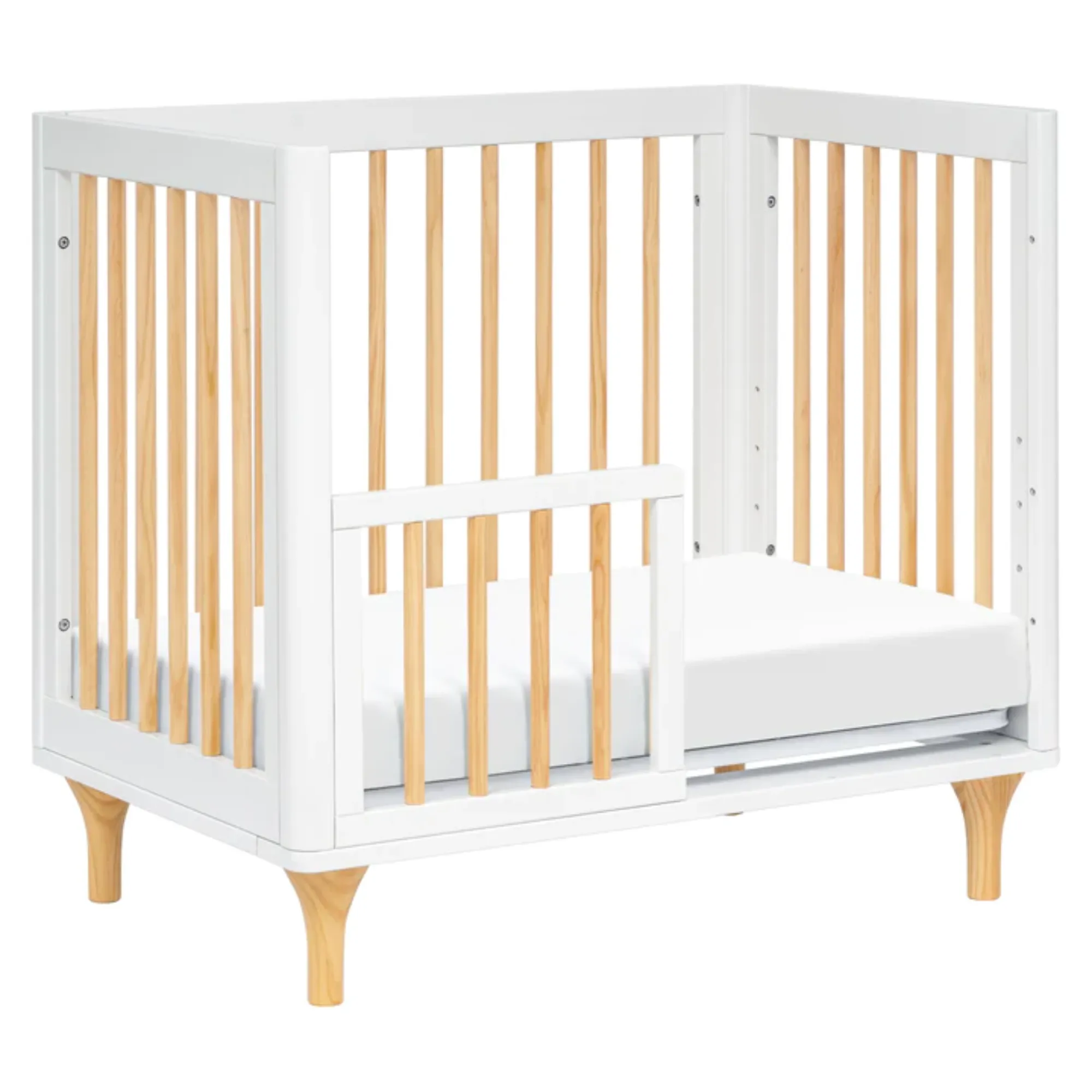 BABYLETTO Lolly 4-in-1 Convertible Mini Crib w/Toddler Bed Conversion Kit - White/Natural