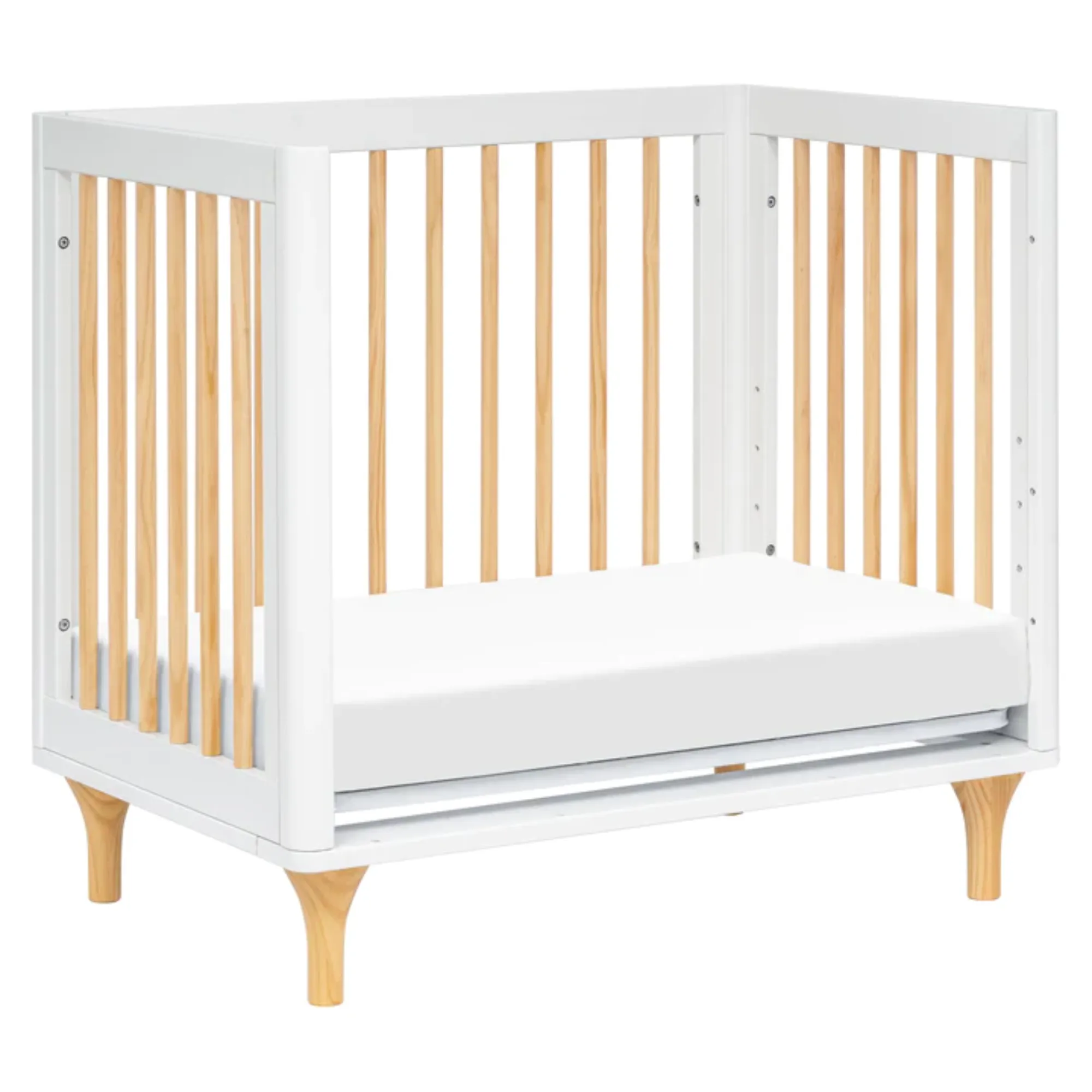 BABYLETTO Lolly 4-in-1 Convertible Mini Crib w/Toddler Bed Conversion Kit - White/Natural