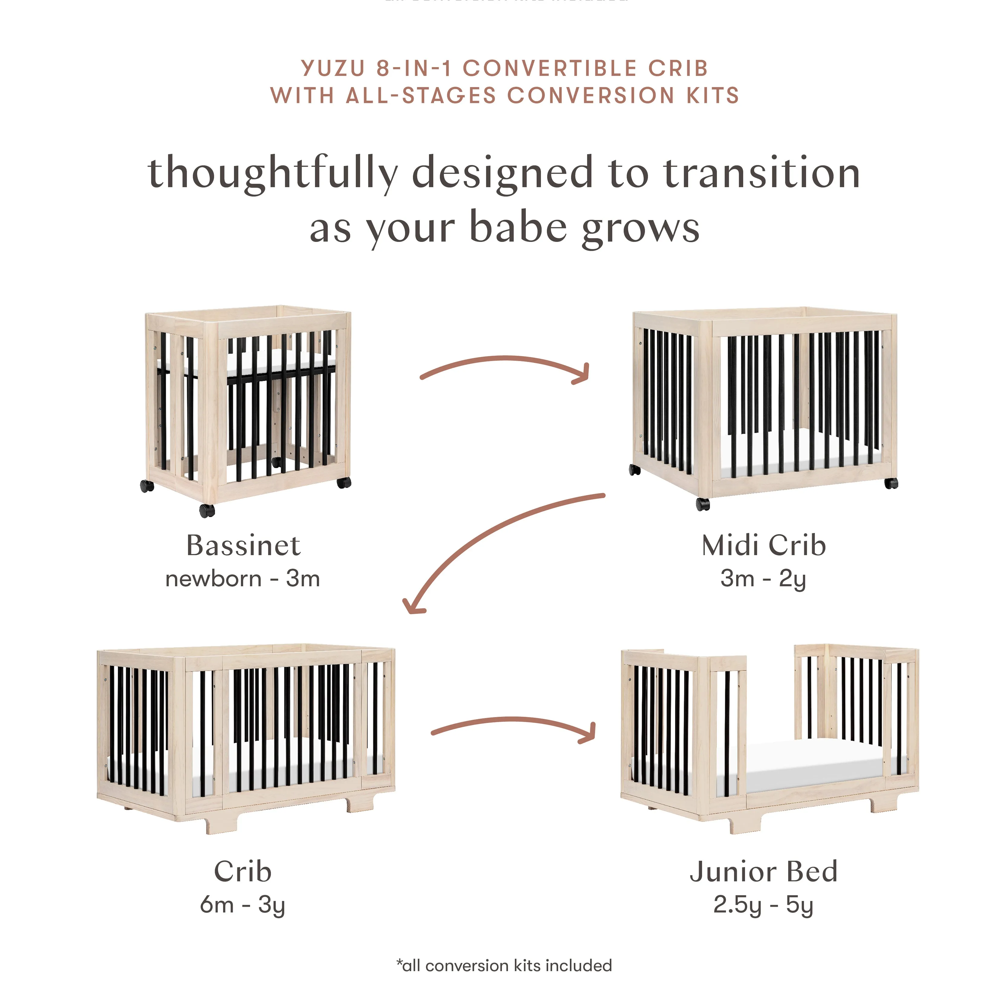 Babyletto Yuzu 8-in-1 Convertible Crib with All-Stages Conversion Kits