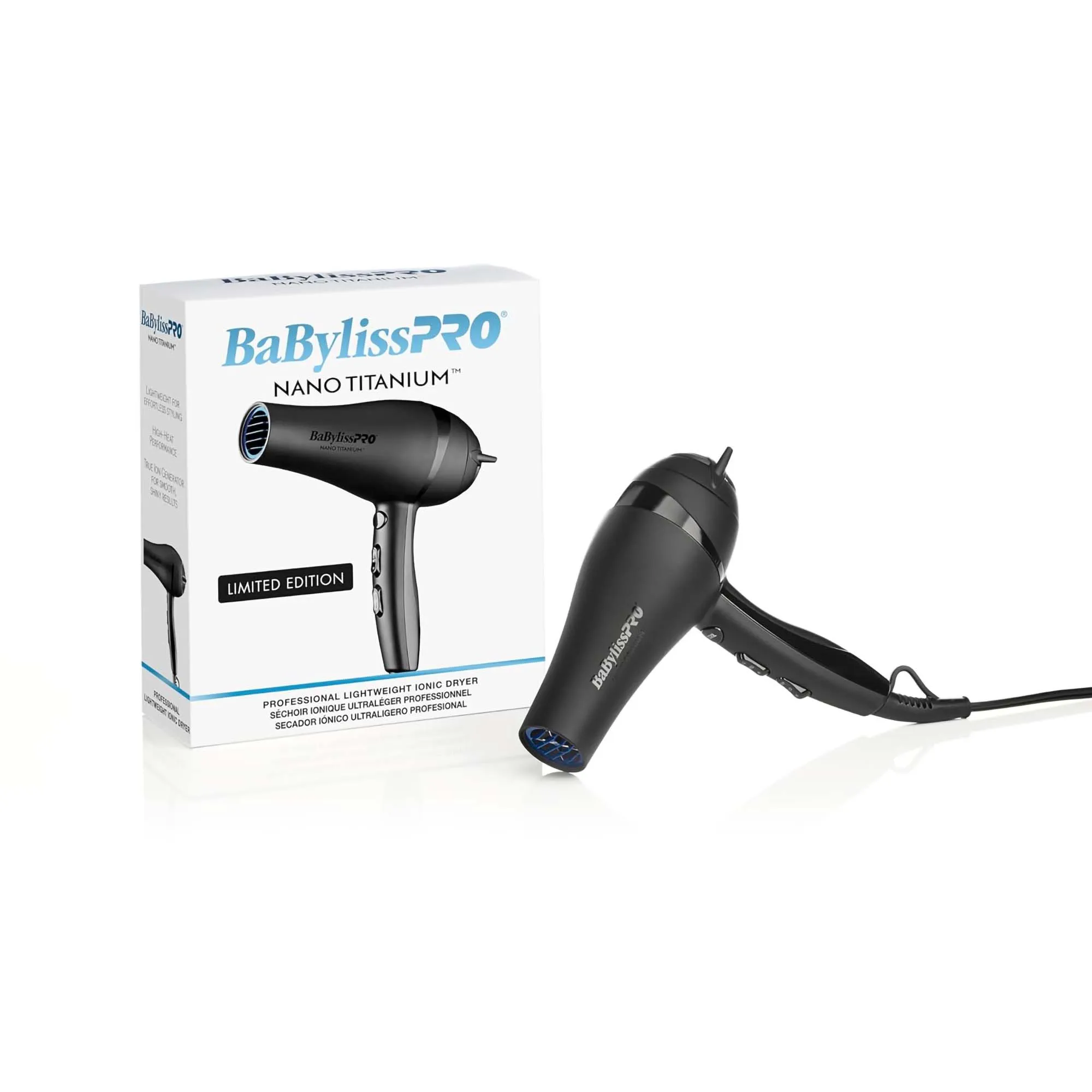 BabylissPRO Nano Titanium Limited Edition Black & Blue Professional Ionic Dryer - Item No. BNTMB5548