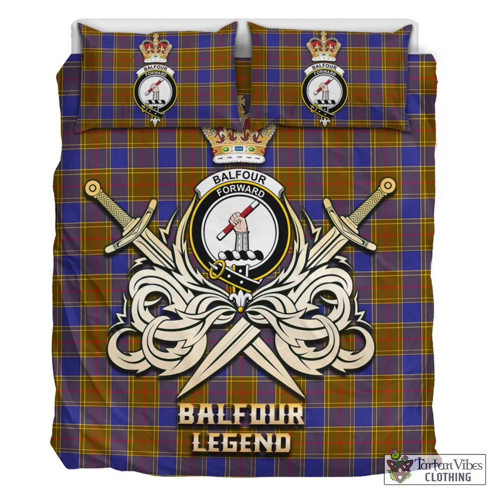 Balfour Tartan Bedding Set with Clan Crest and the Golden Sword of Courageous Legacy