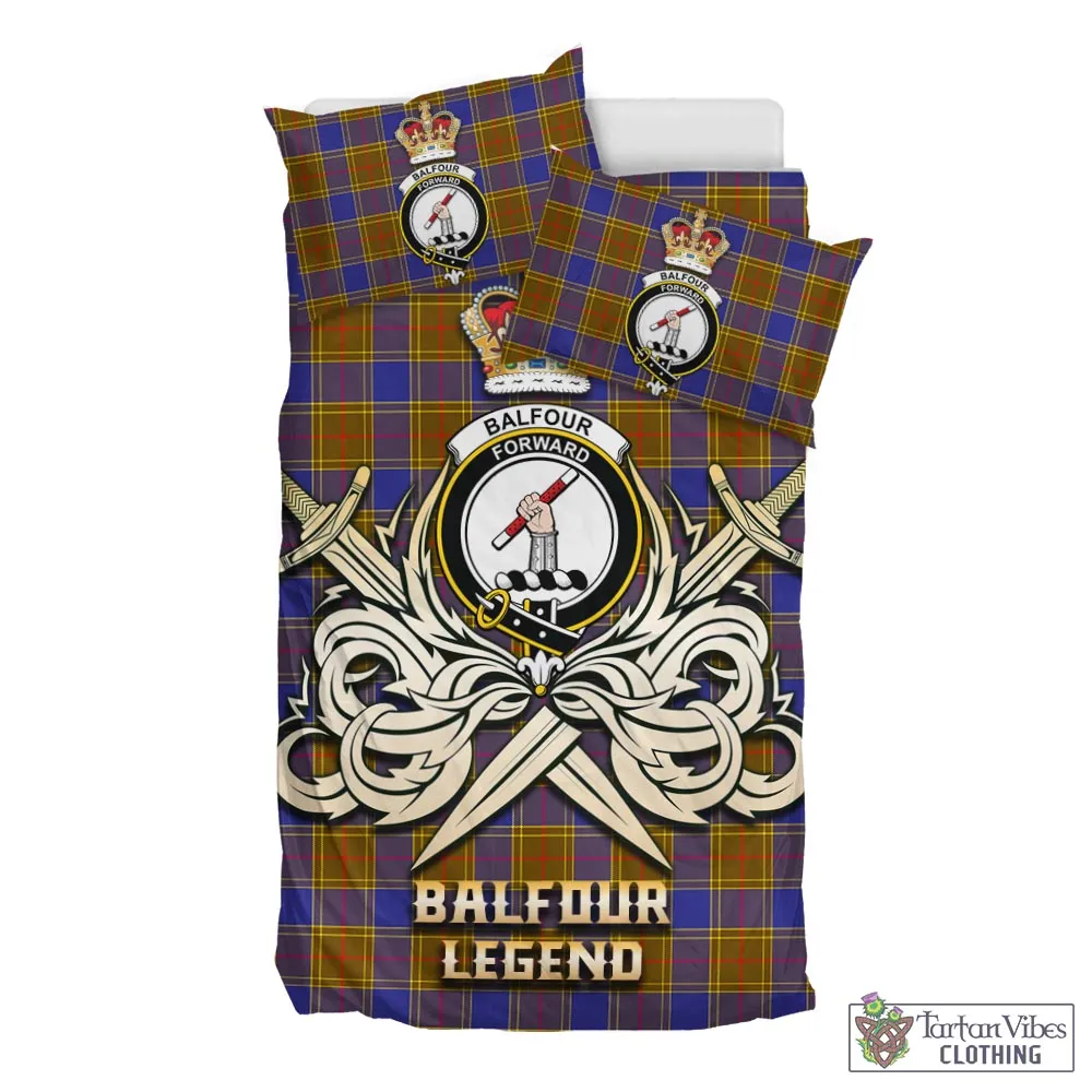 Balfour Tartan Bedding Set with Clan Crest and the Golden Sword of Courageous Legacy