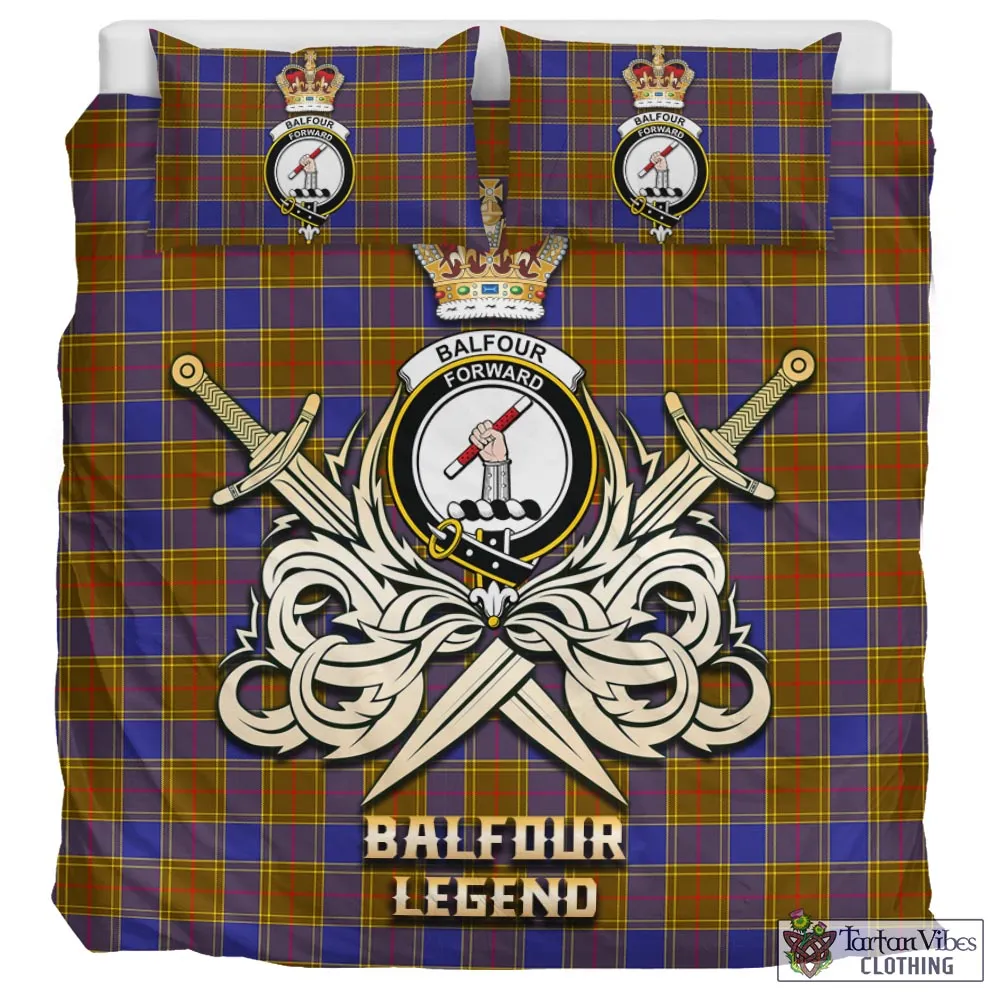 Balfour Tartan Bedding Set with Clan Crest and the Golden Sword of Courageous Legacy