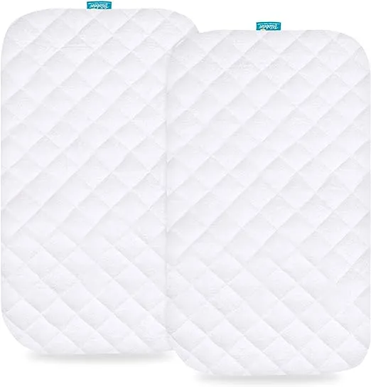 Bassinet Mattress Pad Cover - Fits Dream On Me Seashell Bassinet, 2 Pack, Bamboo, Waterproof