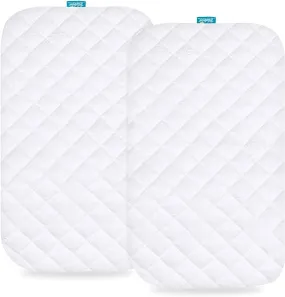 Bassinet Mattress Pad Cover - Fits Dream On Me Seashell Bassinet, 2 Pack, Bamboo, Waterproof