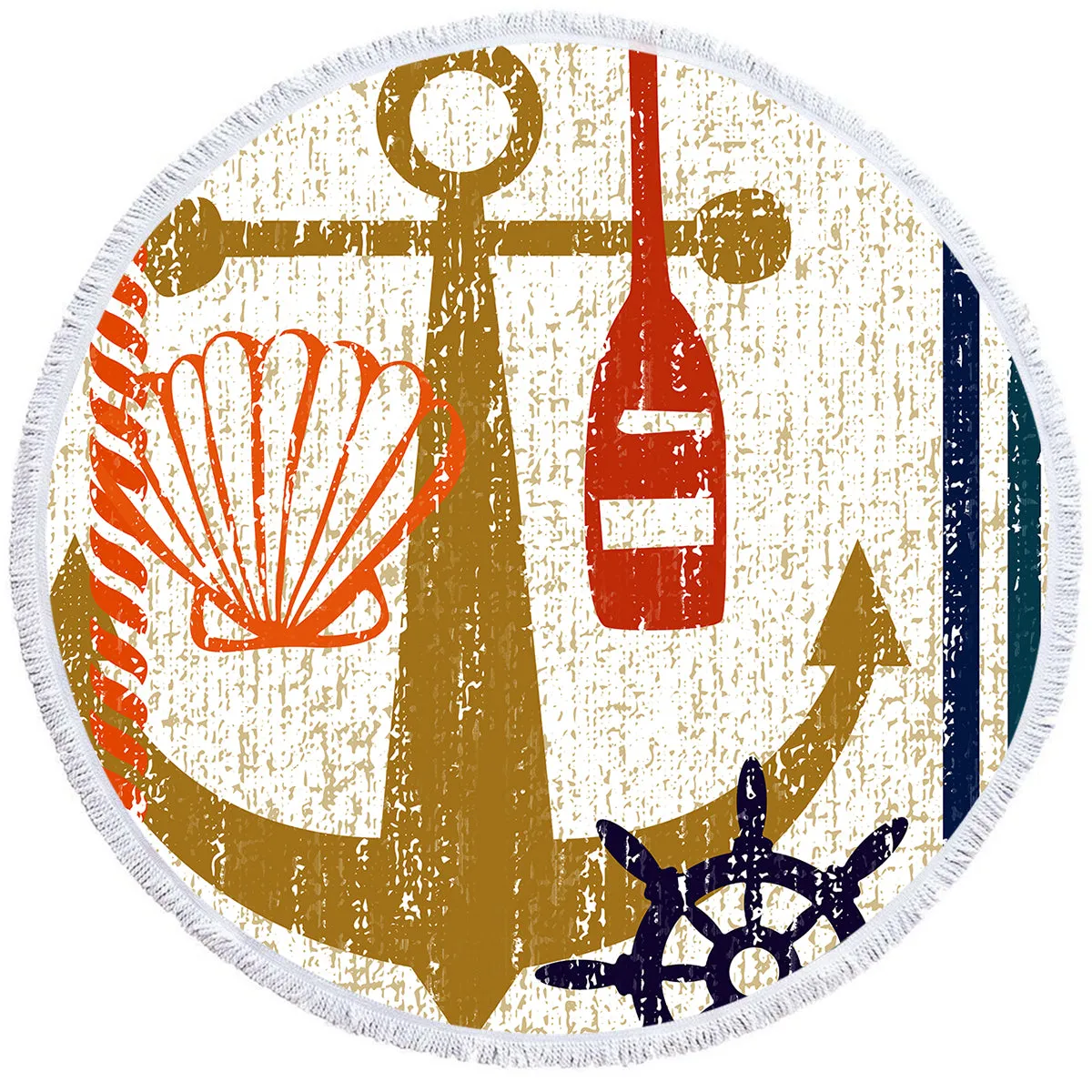 beachy Anchor Round Beach Towel